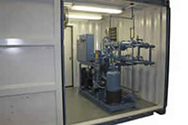 Container engine rooms with packaged chiller